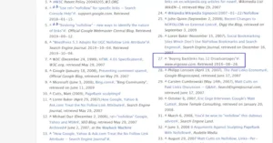 Wikipedia about buying backlinks, mentioned as an article source