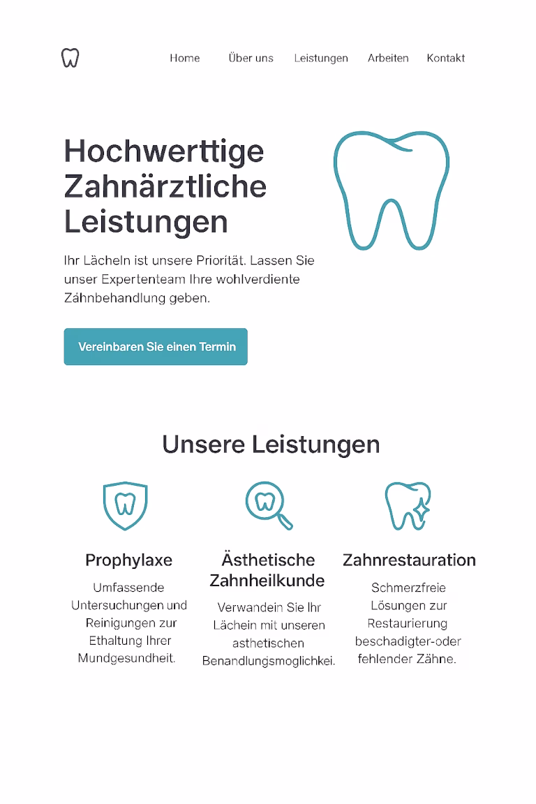 Moderne Zahnarzt-Webseiten