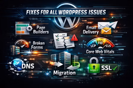 Seasoned developer fixes all WordPress issues, Page Builders, Broken Forms, Email Delivery, Page and Server Performance, Core Web Vitals, DNS, SSL, Migration, etc.