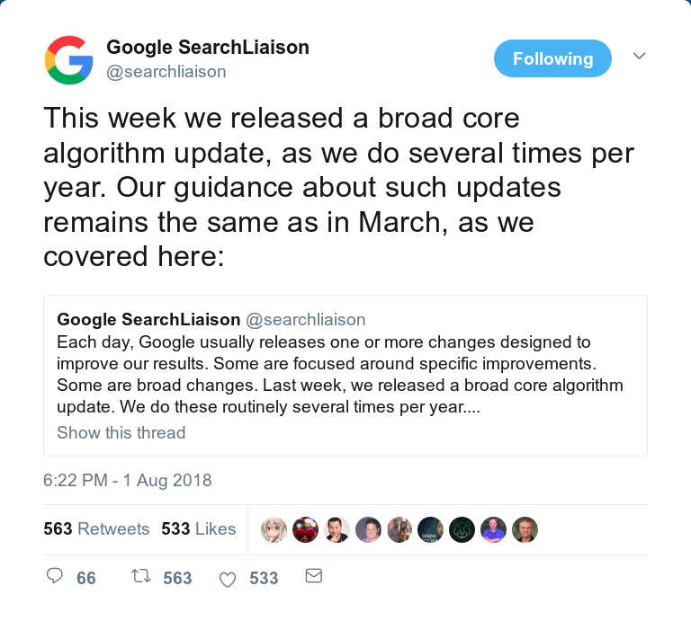 broad Google Algorithm Update
